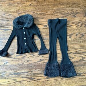 Toddler Faux fur collar and Bell bottoms